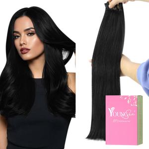 [#1 24inches only 75.99] YoungSee Clip in Hair Extensions 100% Real Human Hair 7Pcs 120G or 150G  220G Hair Extensions for Women Clip in Soft  Human Hair Clip in Extensions for Everyday Use #summerwins #DealsForYouDays