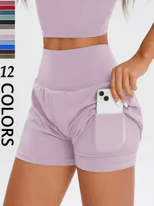 Women's Solid High Waist Sports Shorts, Casual Comfy Breathable Skinny Shorts for Exercise Yoga Gym Workout Running, Ladies Sportswear for All Seasons, Athletic Shorts, Workout Clothes Women, Summer Sports Shorts