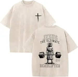 Mens Oversized Christian Shirts Jesus Faith Shirt Funny Gym Graphic Tees God Religious Bible Verse Acid Wash Tshirts Oversized Acid Wash T Shirt Unisex Streetwear Short Sleeve Summer Tops