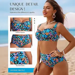 Hanna Nikole Modest Swimsuits for Women 2026 High Waisted Bikini Sets Tummy Control Tie Cut-Out Bathing Suits #tiktok shop spring glow up #outdoor fun #summervibes