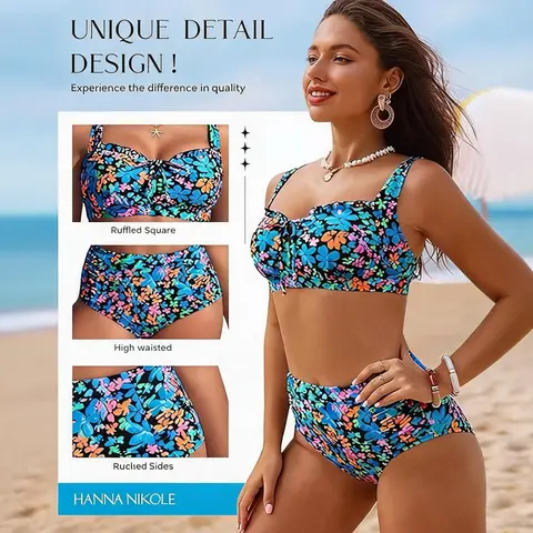 【Runs Small | Size Up】Hanna Nikole Modest Swimsuits for Women 2026 High Waisted Bikini Sets Tummy Control Tie Cut-Out Bathing Suits #tiktokshopbacktoschool, Cutout Bathing Suits, Beach Wear, Multiple Colors