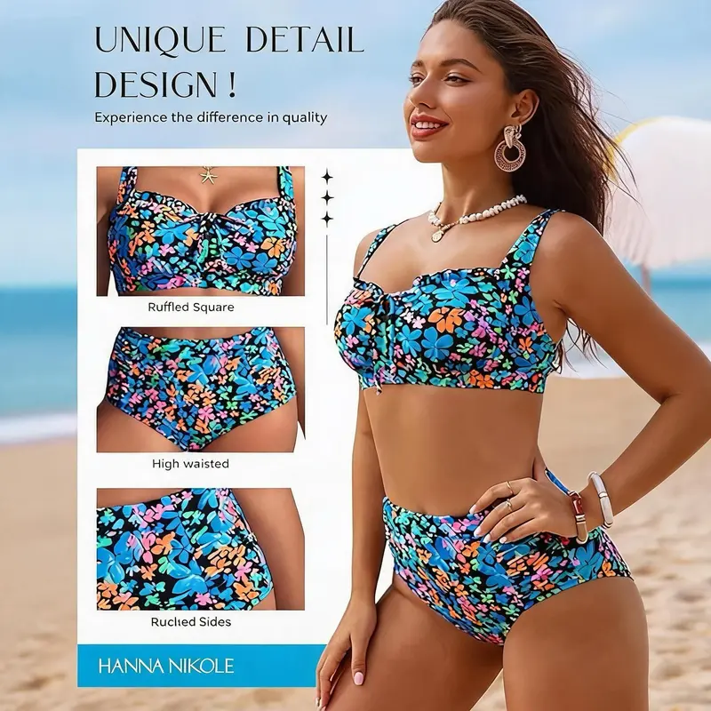 【Runs Small | Size Up】Hanna Nikole Modest Swimsuits for Women 2026 High Waisted Bikini Sets Tummy Control Tie Cut-Out Bathing Suits #tiktokshopbacktoschool, Cutout Bathing Suits, Beach Wear, Multiple Colors