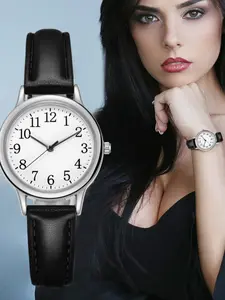 New Simple Fashion Women's Quartz Watch, Small Leather Strap, Digital Display, Casual Style, Ladies Wristwatch, Elegant Design, Casual Analog Watch