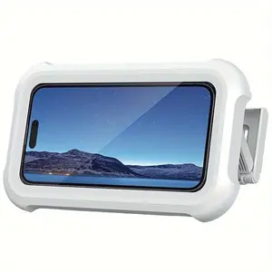 2025New Waterproof Shower Phone Holder, Waterproof Shower Phone Holder, Anti-fog High Sensitivity Shower Phone Holder, 360" Rotating Touch Shower Phone Case, Angle Adjustable (White)