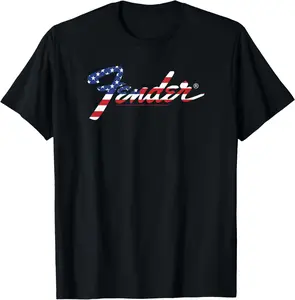 Fender American Flag Fill Logo T-Shirt Casual Cotton