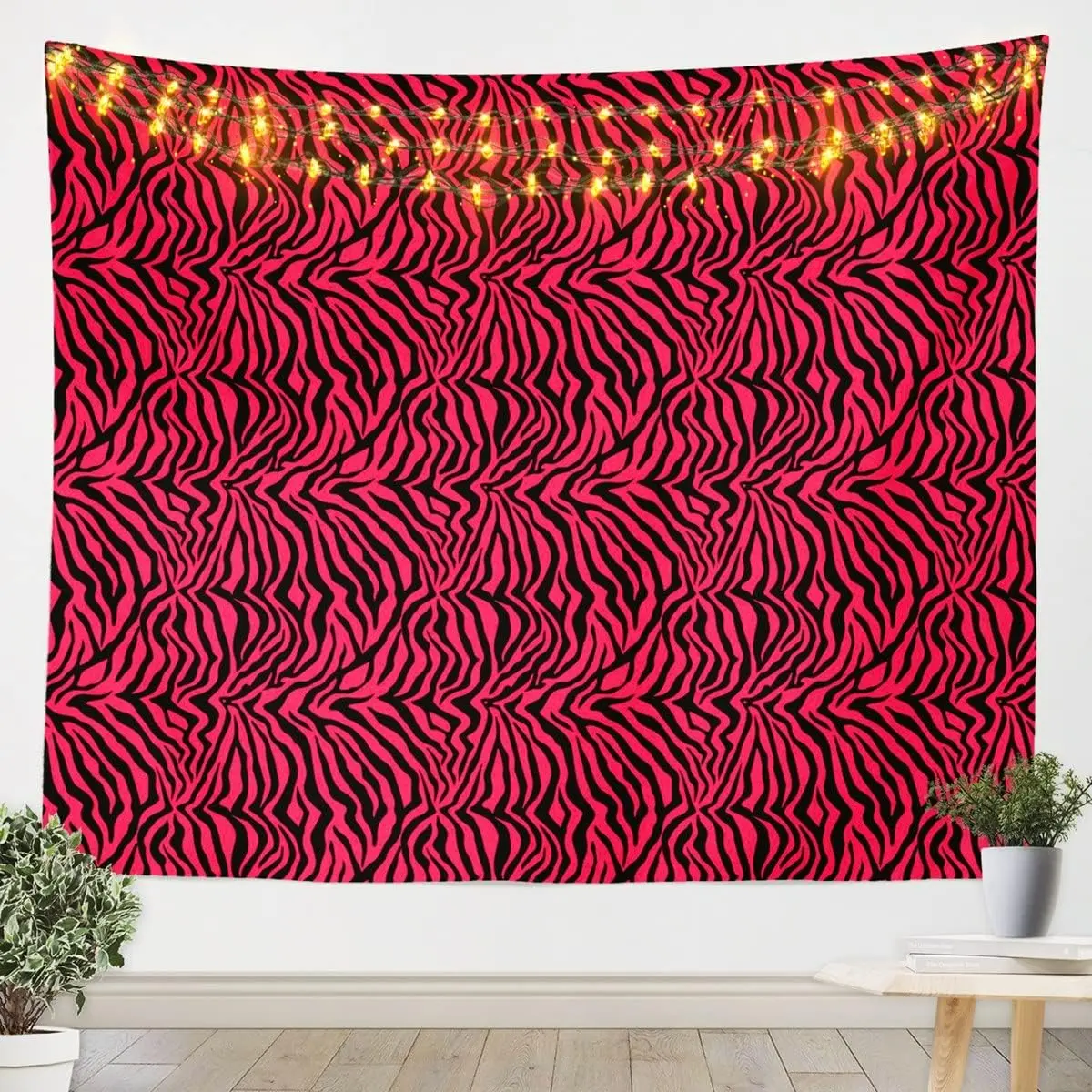 Feelyou Pink Black Zebra Animal Print Microfiber Tapestry Wall Hanging - Soft, Lightweight Decoration Item, Vivid Print Bedroom Decor, 70.9x92.5in XL, Machine Cold Washable for Living Room