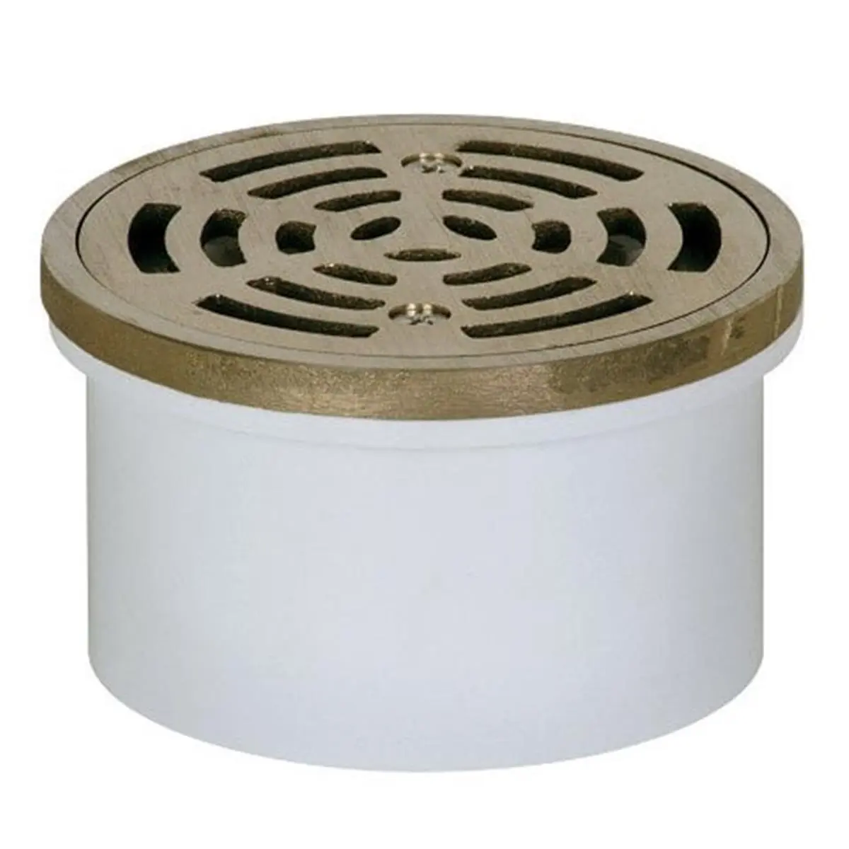 Sioux Chief 840-30PNR Heavy-Duty General-Purpose PVC Floor Drain with Satin Cast Nickel Ring, Bathroom Fixtures, Fits Over 3 in. or Inside 4 in. SCH 40 DWV Pipe, Plumbing Accessories, Threaded Brass Inserts, Machine Screws
