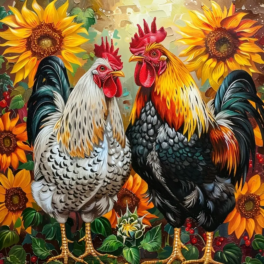 Rooster Pattern DIY Diamond Arts Colorful Painting Kit, Handicraft DIY 5D Diamond Arts Colorful Painting Kit for Home Bedroom Wall Decor Diamond Painting Kits