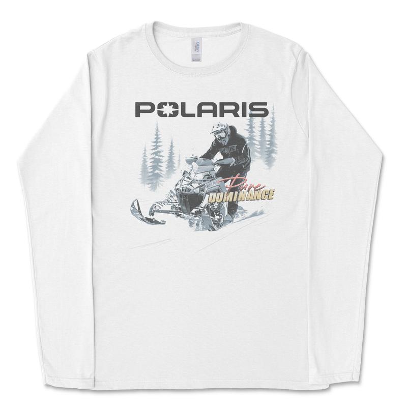 Polaris Snowmobile Long Sleeve Tee Fabric Classic  Breathable Tops Soft Collar Crewneck Print Menswear Day