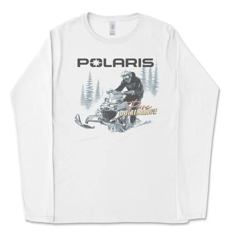 Polaris Snowmobile Long Sleeve Tee Fabric Classic  Breathable Tops Soft Collar Crewneck Print Menswear Day
