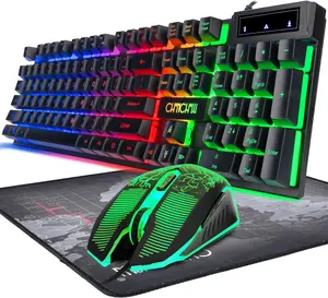 **LED Gaming Keyboard & Mouse Combo | Rainbow Backlit, 4800 DPI USB Mouse, PC/PS4/Xbox Compatible**