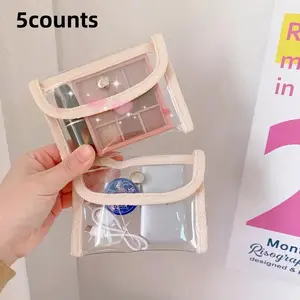 Clear Zipper Coin Purse, Trendy Minimalist Purse, 5 Counts Portable Mini Coin Purse, Multi-grid Coin Bag for Women & Girls