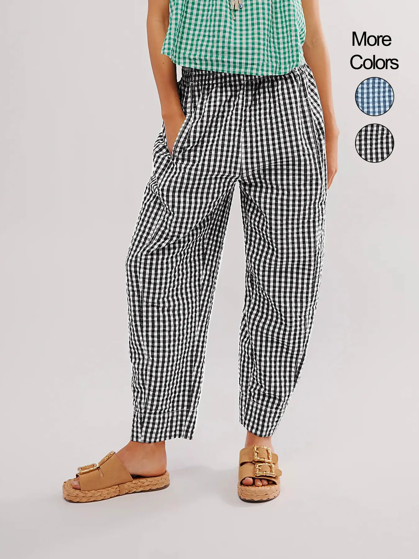 Women's Checkered Woven Straight Fitted Pants for a Slim Look, Versatile Commuter Style for All Seasons, Casual Fashion Pants, Casual and Comfortable Trousers, Casual Work Pants