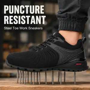SKOKOD Men's Steel Toe Work Safety Shoes - Composite Toe, Puncture-Proof, Lightweight, Breathable, Nonslip, Durable, Comfortable Casual Walking Shoes for Workers, Outdoor Nonslip Work Footwear, Nonslip Work Shoes