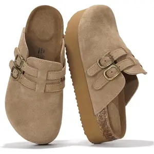 100% Genuine Leather Clogs for Women - Wedge Womens Clogs Platform Sandals with Memory Foam Insole - Heeled Mules for Women 2025 (Stephi)