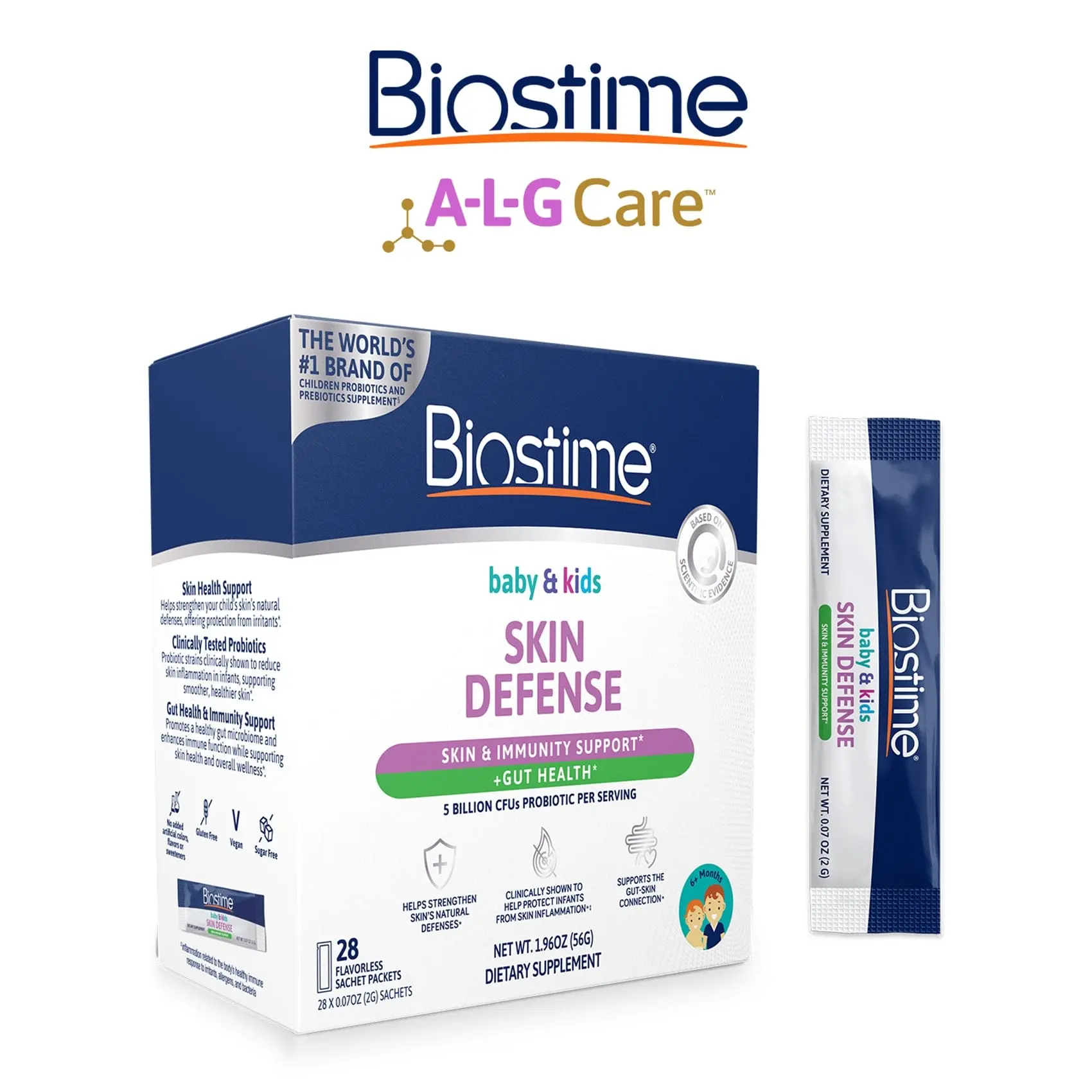 Biostime Baby & Kids Skin Defense | Helps Protect from Skin Inflammation † | 5 Billion CFUs | Gut Support | Clinically Tested Probiotics Strains | 28 Sachets