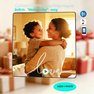 {Mother's Day gift}Personalized Photo Fridge Magnet with Bluetooth Unique Kitchen Decor Custom Dog Cat Album Magnet Frame | Gifts for  Boyfriend Birthday Gifts for BF Graduation Leis Teacher Gifts Teen Girl Gifts Anniversary Gift, Unique Music Home Decor