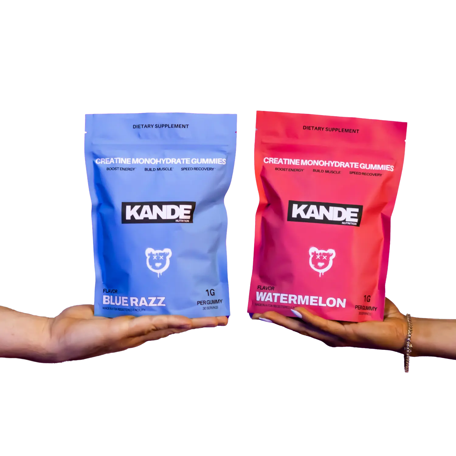 Kande Nutrition Creatine Monohydrate Gummies - 150 Count - 1 Month Supply - Build Muscle Boost Cognition Speed Recovery - Gluten Free Vegan Non GMO - Blue Razz & Watermelon Flavors