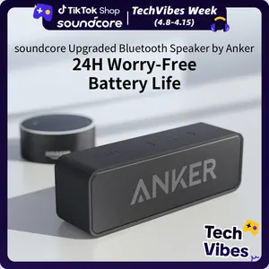 Upgraded, Anker Soundcore Bluetooth Speaker with IPX5 Waterproof, Stereo Sound, 24H Playtime, Portable Wireless Speaker for iPhone, Samsung and More