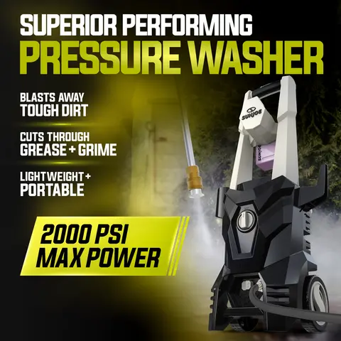 Sun Joe 2000 PSI Max Pressure Washer, All-Purpose Electric Washer, 13-Amp, 4 Nozzles + Foam Cannon