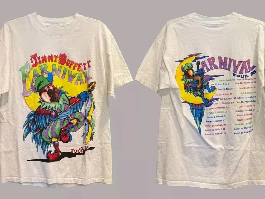 Jimmy Buffett Carnival Tour 98 2 Side T Shirt ,Vintage 70s Jimmy Graphics Tee, Gift For Fan , For Men And Women