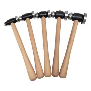Wood Handle Iron Hammer Round Flat Hammer Tool, Jewelry Making Hammer for Gold Silver Jewelry Processing, Craftsmanship Essential, Ball Pein Hammer