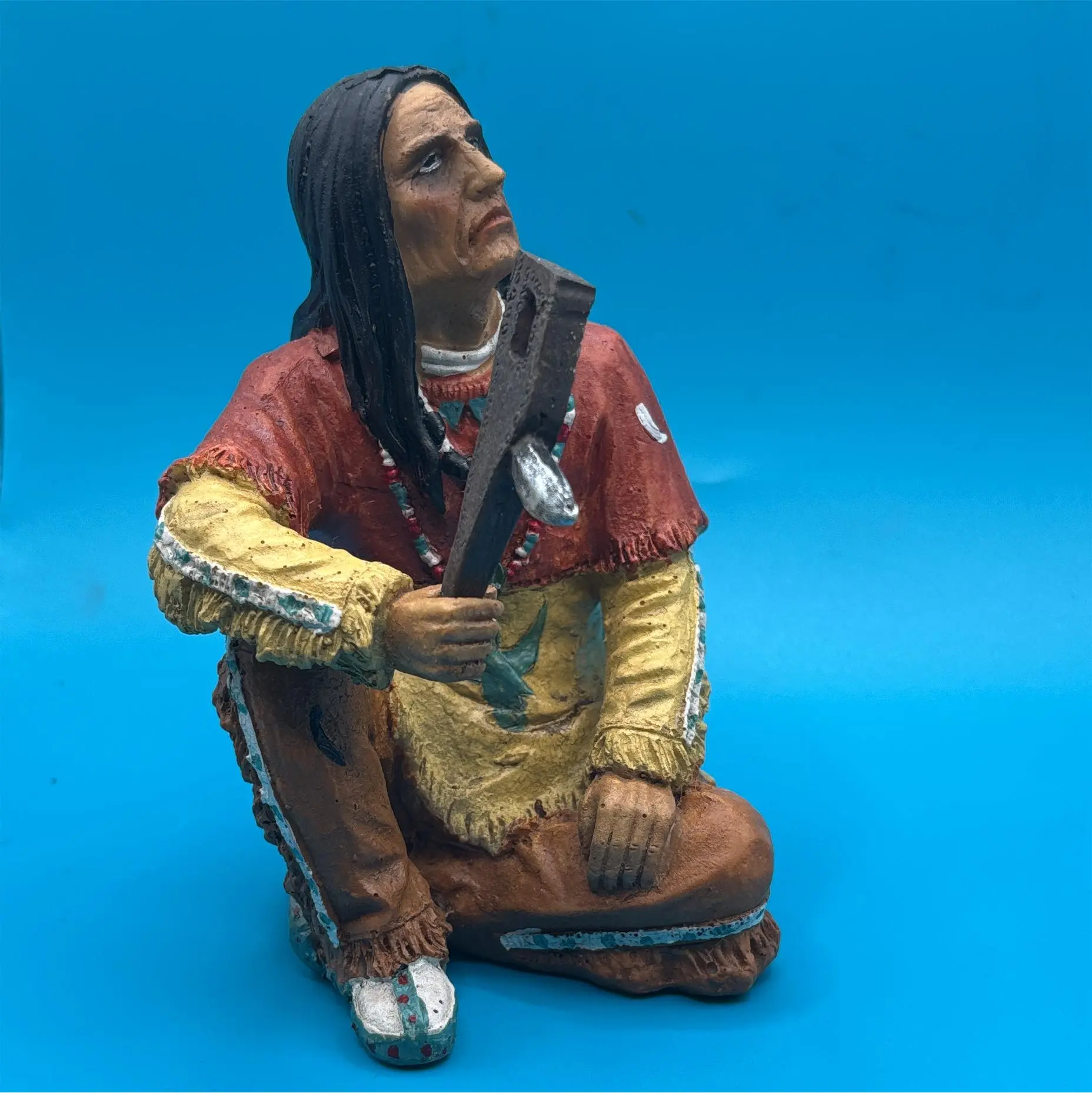 Indian chief with axe sitting 6 inch