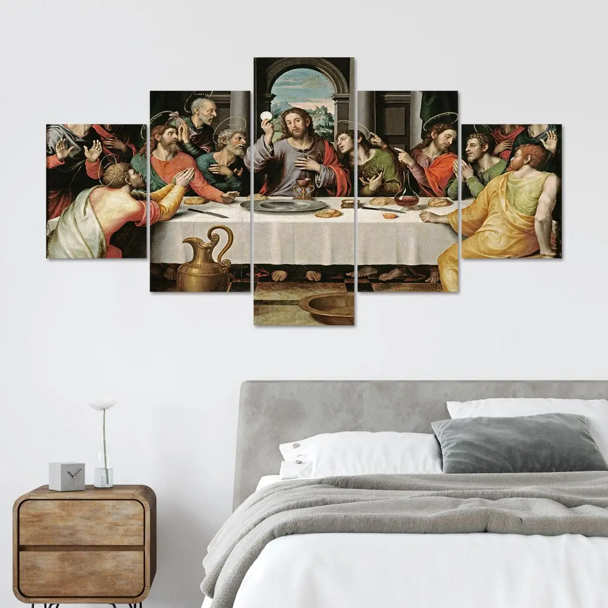 The Last Supper Pattern Canvas Painting, 5 Counts/set Modern Wall Art Painting, Wall Art Decor for Home Living Room Bedroom Office, Ornaments