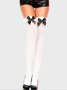 1 Pair of Women's Spring Autumn Thigh High Bowknot Stockings, Sexy Sheer Over-Knee Socks for Valentine's Day Date and Daily