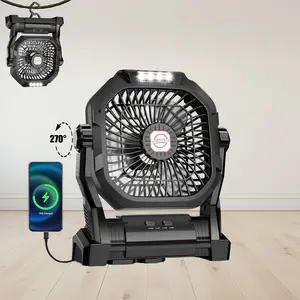 Camping Fan Rechargeable,20000mAh  Battery Powered Fanwith LED Lantern, Hang Hook,4 Speeds,3 adjustable lights, Quiet  for Picnic, Barbecue, Fishing