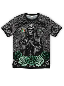 Mint Skull Soccer Jersey, Mexican Day of the Dead Theme Unisex Football Shirt, Casual Fitted Short Sleeve for All Seasons