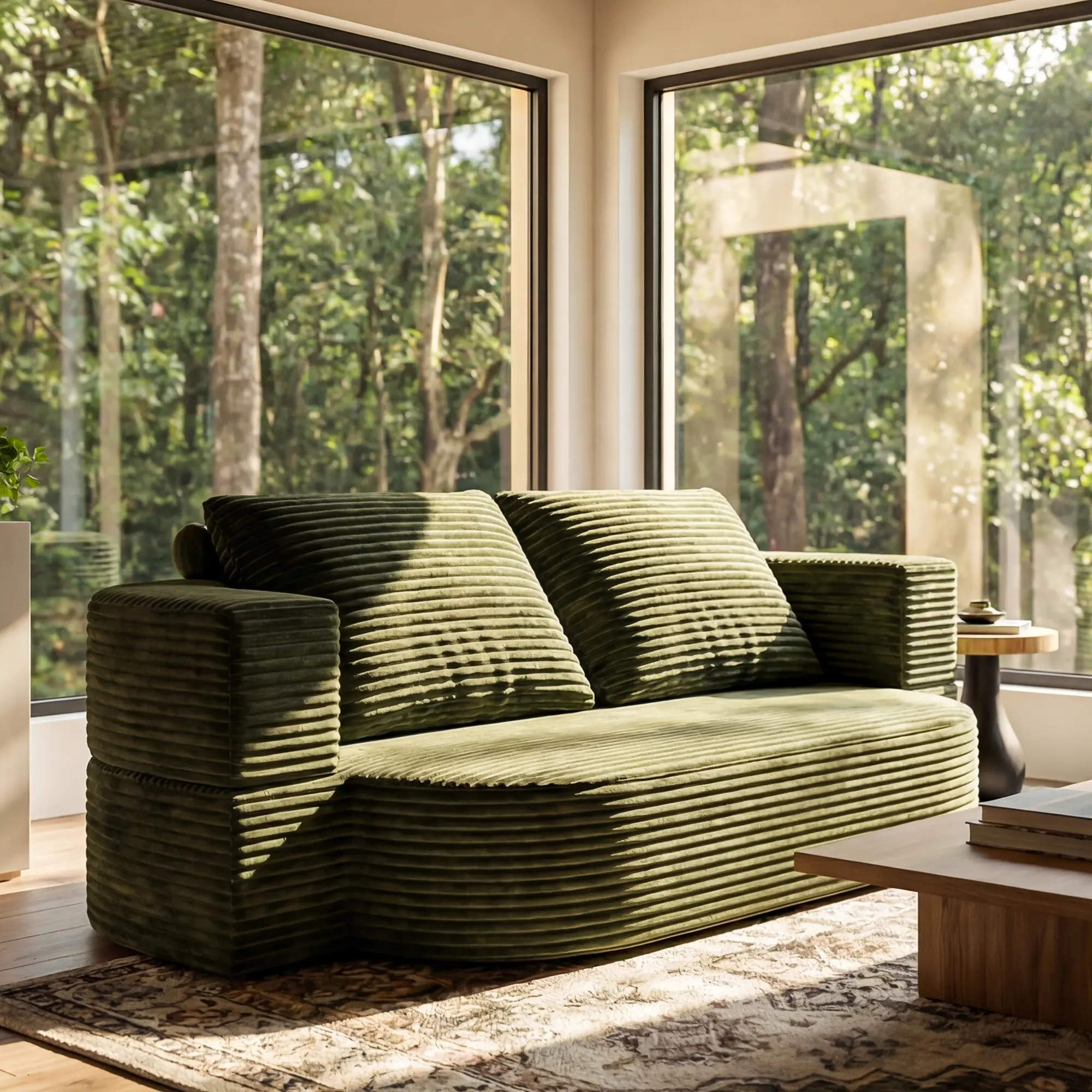 78.7" Folding Floor Sofa Sleeper – Plush Corduroy Futon Couch Bed with Thick Foam Padding, Convertible Loveseat to Queen Mattress, Perfect for Guest Use, Small Apartments, and Home Office