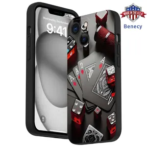 Straight Edge TPU Phone Case for iPhone 15 16 14 Pro Max 13 12 11 XR XS Plus E Deck of Playing Cards Pattern Drop Protection Shockproof Soft Liquid Silicone Smartphone Cover