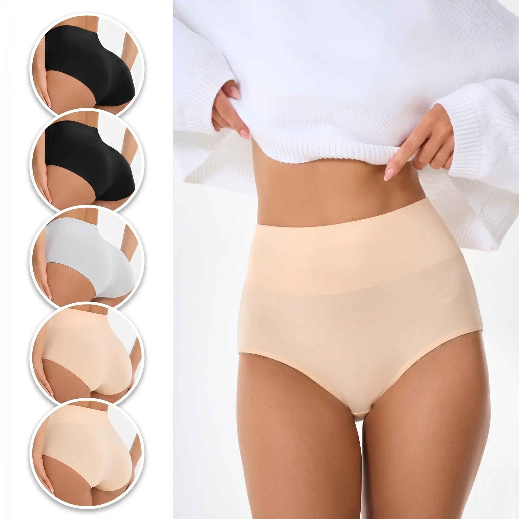 Alisia Grace 5-Pack/10-Pack Women's Cotton Underwear High Waisted Panties Breathable & Soft | Full Coverage Everyday Comfort