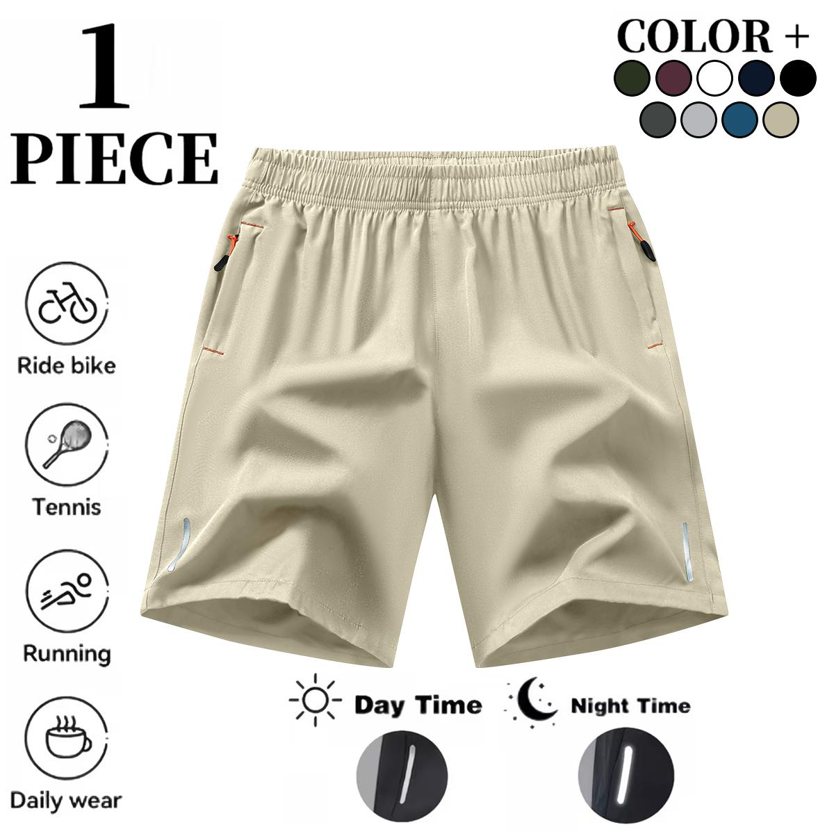 Men's Lightweight Reflective Running Shorts Quick Dry Athletic Shorts for Men, Breathable Gym Workout Sports Shorts with Reflective Stripes, Fitness Shorts for Night Running