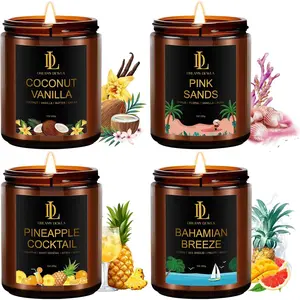 Scented Candles Set 4 Pack Soy Candles for Home Scented, Candle Gifts for Men Women, Scents of Pineapple Cocktail Coconut Vanilla Pink Sands Bahamian Breeze