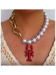 New Cute Lobster Pendant Necklace for Women, Style Japanese Forest Design, Perfect for Daily Wear, Parties, Travel, Valentine's Gift