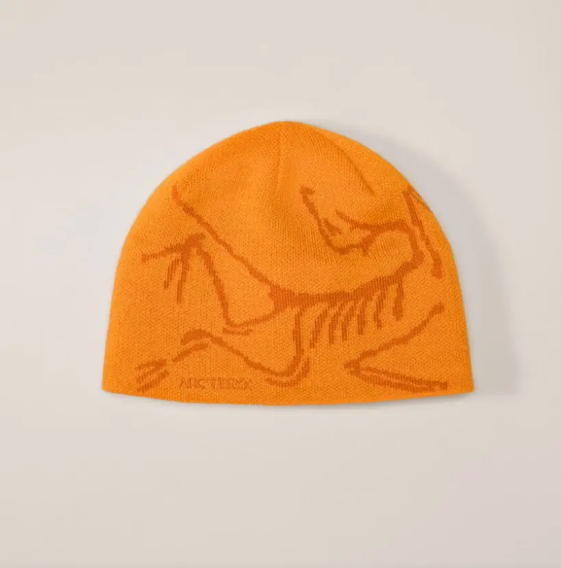 Arc'teryx Bird Head Toque Beanie – Blue, Black, Yellow & White Knit Winter Hat, Oversized Skeleton Logo Beanie, Unisex Outdoor Headwear, Warm Ski Snowboard Hiking Camping Streetwear Cap