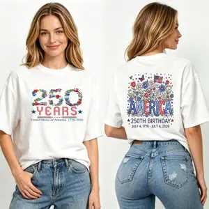 USA 250th Anniversary T Shirt 1776-2026 Patriotic American Flag Liberty Statue Eagle Graphic Tee for Men Women, Fourth of July Independence Day Celebration Shirt, Vintage Freedom Birthday Design, 100% Cotton Crewneck Casual Top Black White S-3XL