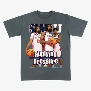 St John’s Applying Pressure Slam Graphic T-Shirt – Bryce Hopkins Zuby Ejiofor Dillon Mitchell Basketball Tee Vintage Fan Shirt
