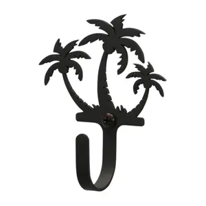 Village Wrought Iron  Triple Palm Trees Hook Small - Black