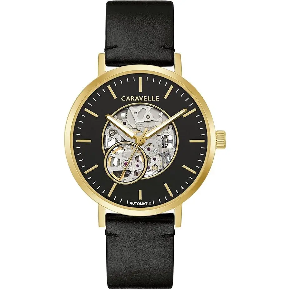 Caravelle by Bulova Leather Automatic Mens Watch 44A121