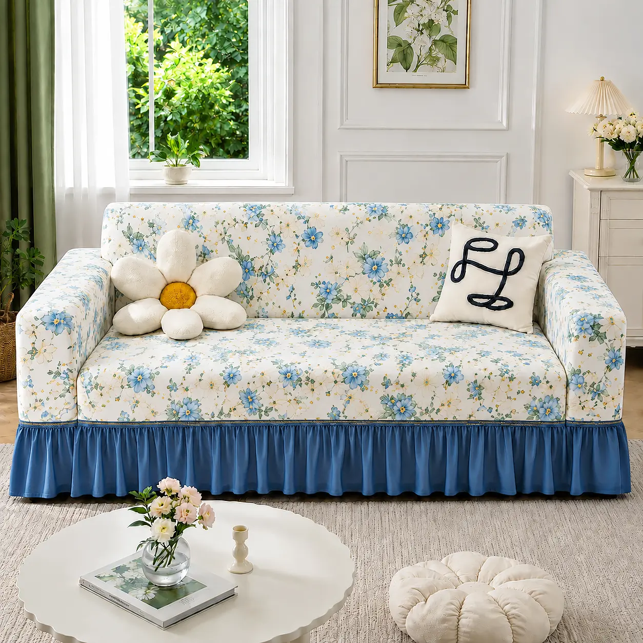 Washable floral elastic printed sofa cover, sofa couch covers,stretchable dust-proof sofa cover for Single Twin TripleArmchair, decorative sofa cover, washable and reusable.