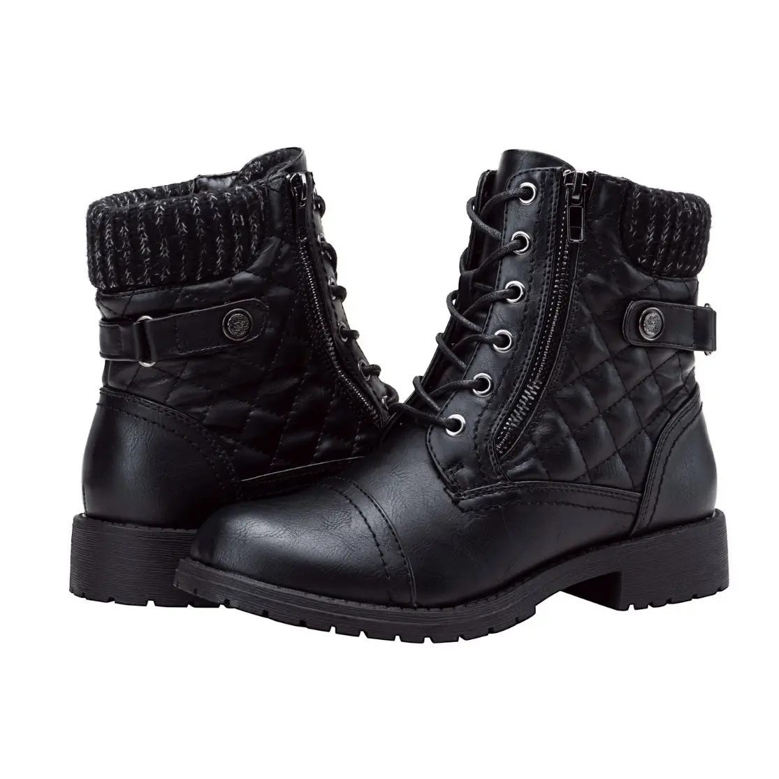 Vepose Comfortable Women's Ankle Boots with Thick Low Heel and Lace Casual Shoes Waterproof