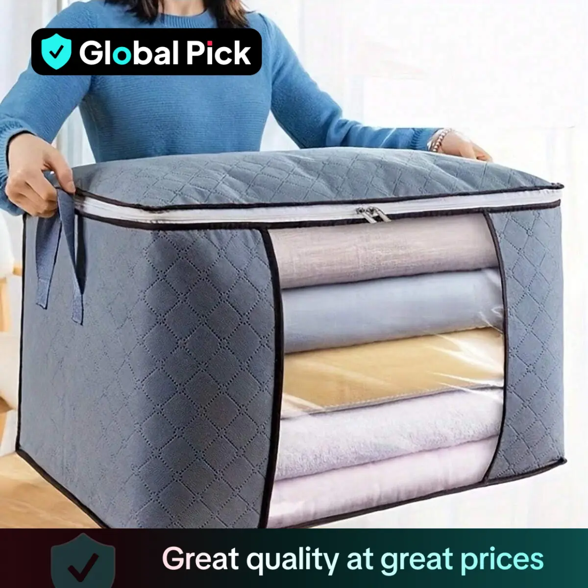 Foldable Storage Bag with Handle, 1 Count Large Capacity Bedding Storage Organizer, Clothes Storage Bag, Home Organizer for Bedroom