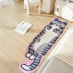 Cute Cat Tufted Rug 20"x60" Non-Slip Soft Polyester Animal Pattern Bedrooms & Living Rooms Fun Cat Design Runner Carpets Indoor Decor