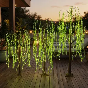 4-Foot/5-Foot/6-Foot LED Light-Up Artificial Weeping Willow Floor Lamp, USB-Powered LED Willow Tree, Perfect for All-Season Parties, Birthdays, Living Rooms, Independence Day, and Spring/Summer Decor