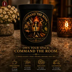 Command The Room Intention Candle | 10.5oz Luxury Candle Gift Set | Includes Intention Card & Waterproof Matches