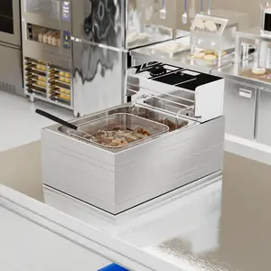 11.4 Qt Electric Deep Fryer with Basket & Lid, Adjustable Temp Control, 2500W, Perfect for Home Cooking & Light Commercial Use | #HomeChef #FriedFoodLover