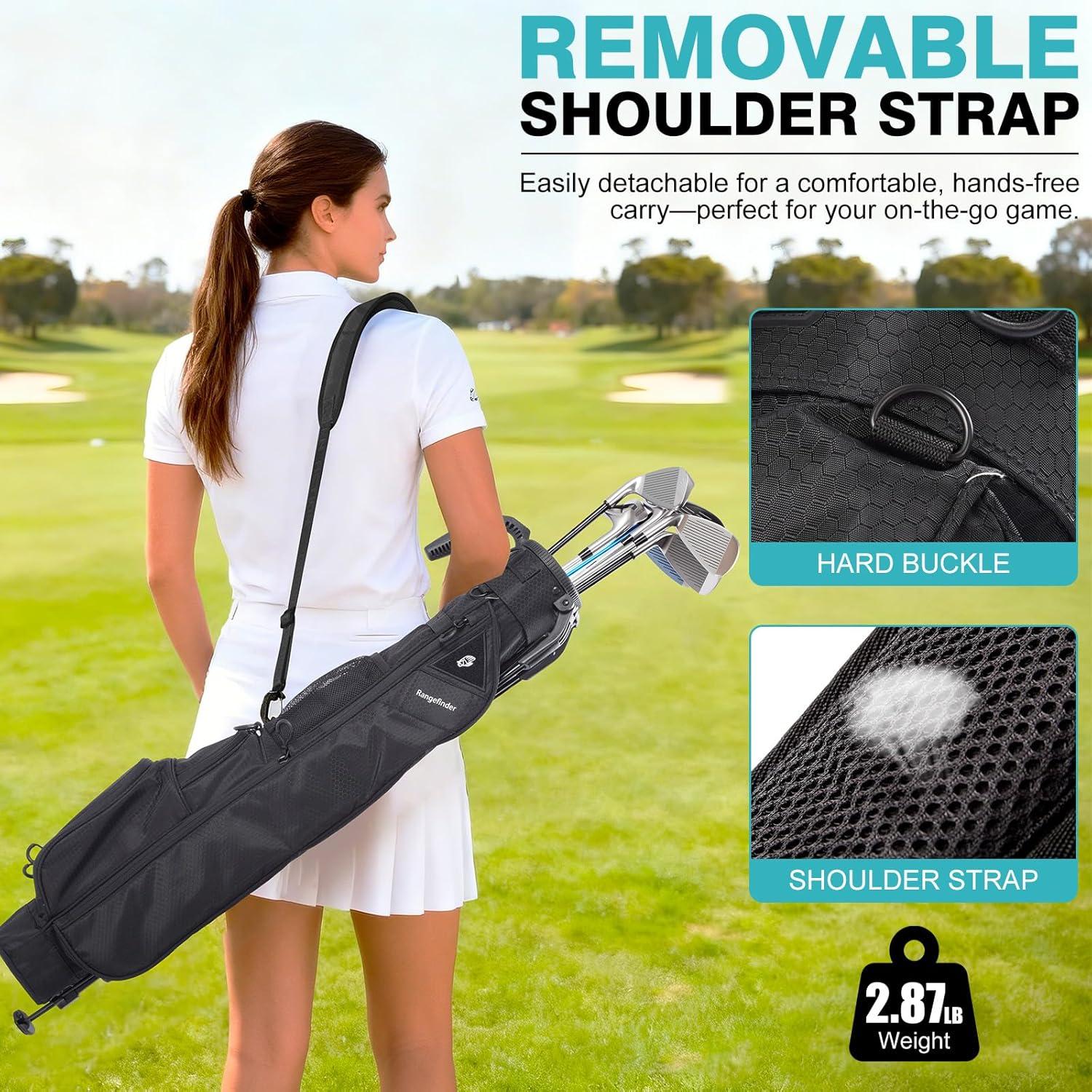 Sunday Golf Bag with Strap & Stand, Lightweight Golf Stand Bags with Two-Way Divider/Cooler Pocket, Golf Club Bags Holds 5-6 Clubs for Driving Range, Par 3 and Standard Courses